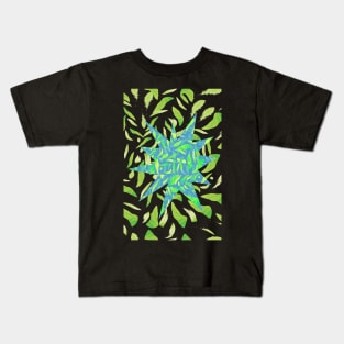 Green Splats on Blue Kids T-Shirt